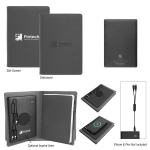 Custom Recycled Power Folio With Wireless Charger & Power Bank