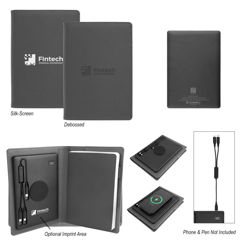 Custom Recycled Power Folio With Wireless Charger & Power Bank
