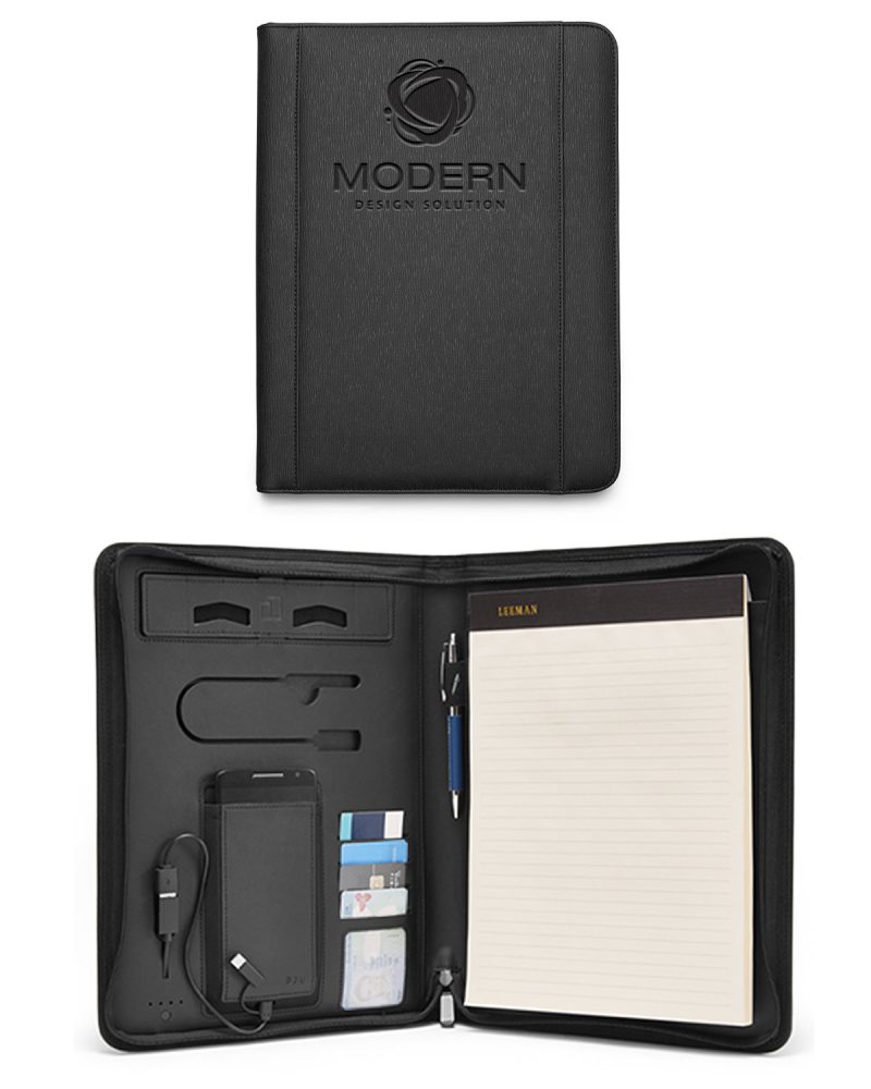 Custom Roma Tech Portfolio With Power Bank And Wireless Charger.