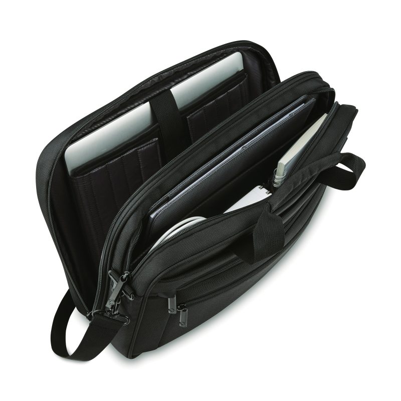 Custom Samsonite Classic Business Perfect Fit Two Gusset Laptop Portfolio - Black - 5