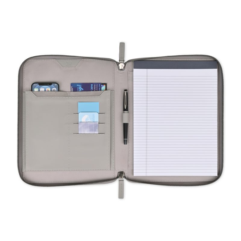 Custom Travis & Wells Envoy Executive Zipper Close Padfolio - Taupe - 3